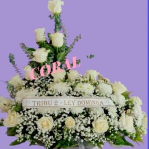 arreglo frontal de 18 rosas blancas en L - Arreglo Floral Florería Coral