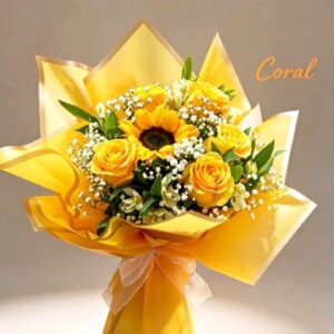 Ramo floral en tonalidades amarillas - Arreglo Floral Florería Coral